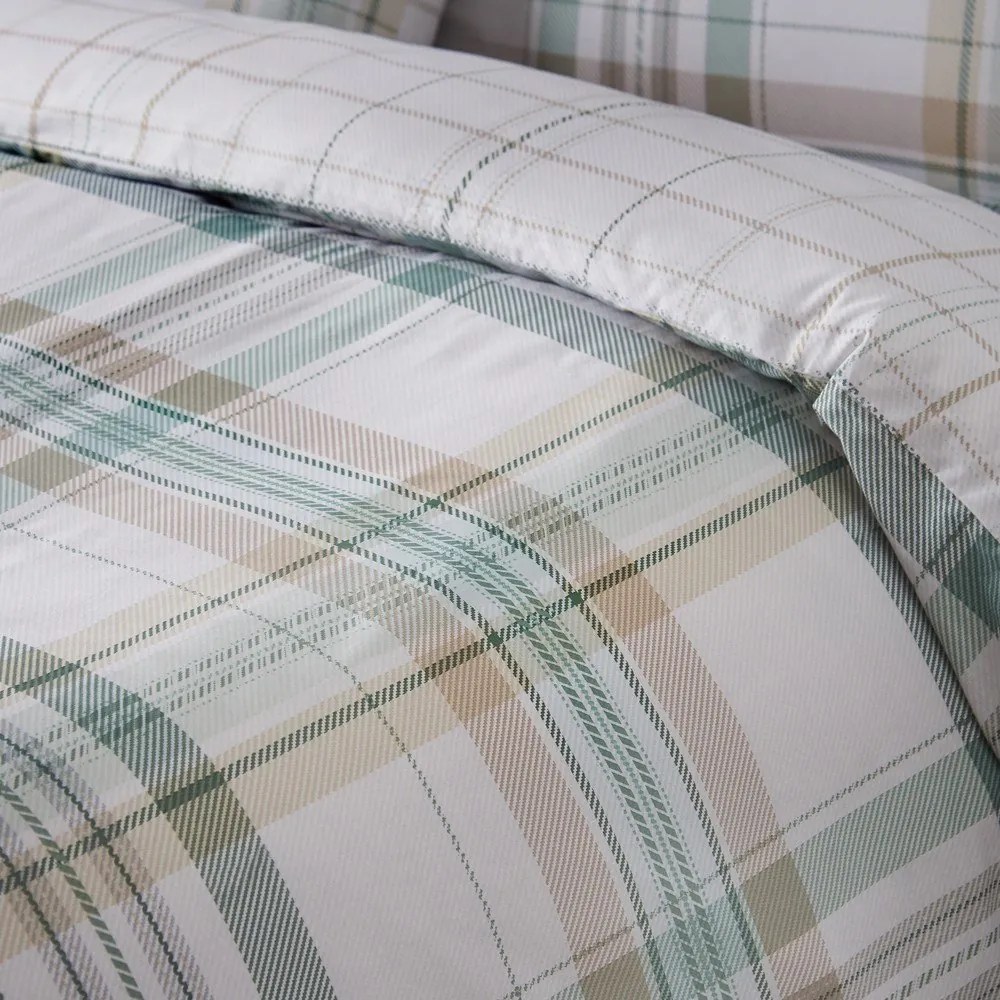 Lenjerie de pat verde pentru pat dublu cu 3 piese 200x200 cm Cartmel Check – Catherine Lansfield