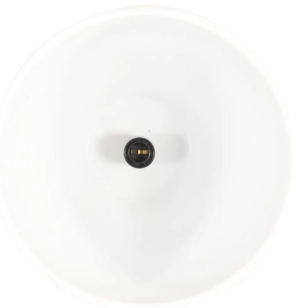 Lampa suspendata industriala, alb, 23 cm, lemn masivfier, E27 1, 23 cm, Alb, Alb
