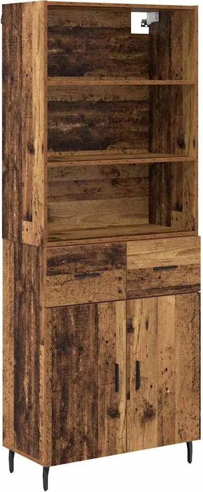 vidaXL Bufet Lemn Vechi 69,5 x 34 x 180 cm Lemn Stratificat și Sticlă