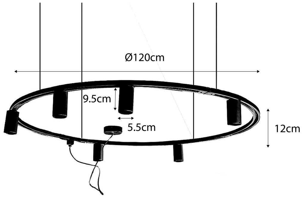 Sistem modern de iluminat pe șină suspendat cu 6 spoturi albe monofazate GU10 50mm - Iconic Ruby Honey