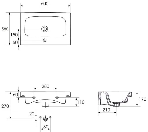 Cersanit S801-227-DSM - Dulap suspendat pentru baie cu lavoar MODUO SLIM, alb