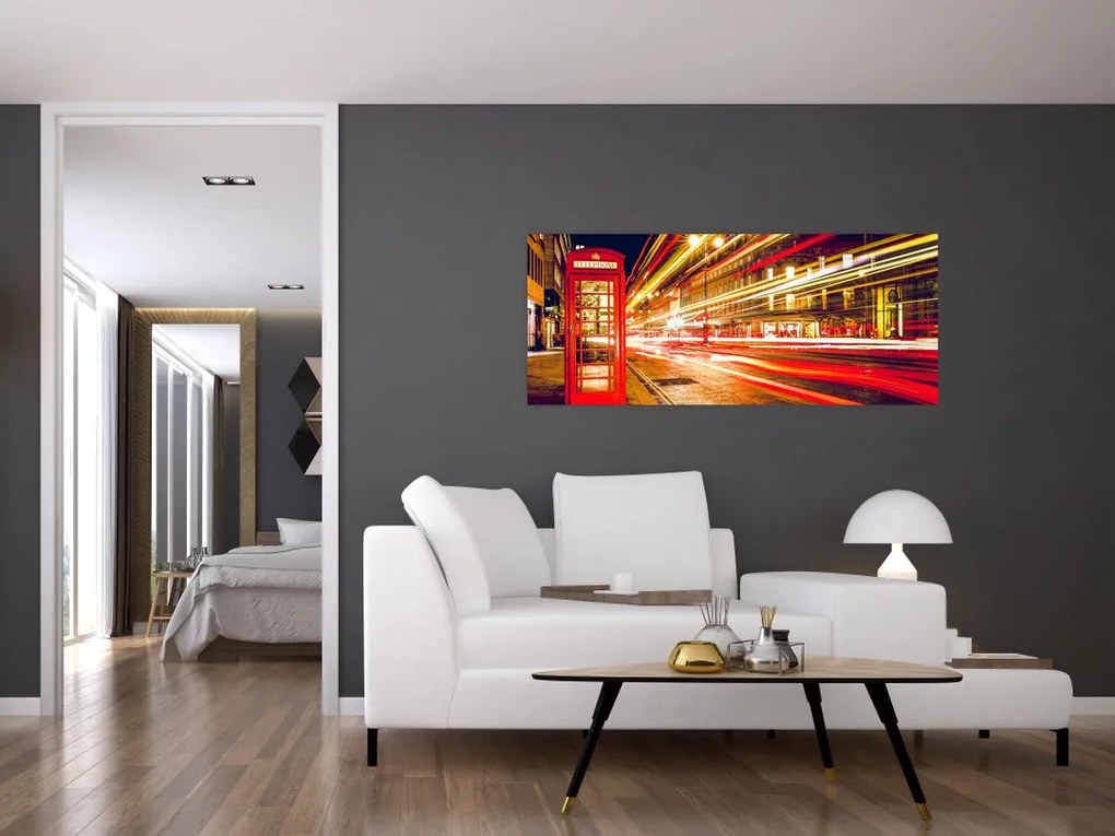 Tablou - căsuța telefonică roșie (120x50 cm)