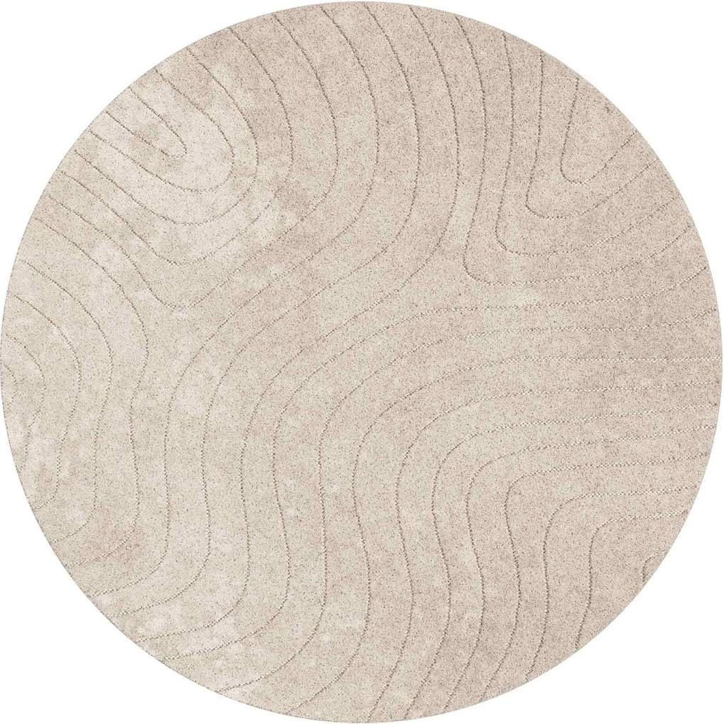 vidaXL Covoare de zonă Rotund PALMERAS Bej Ø 160 CM Poliester