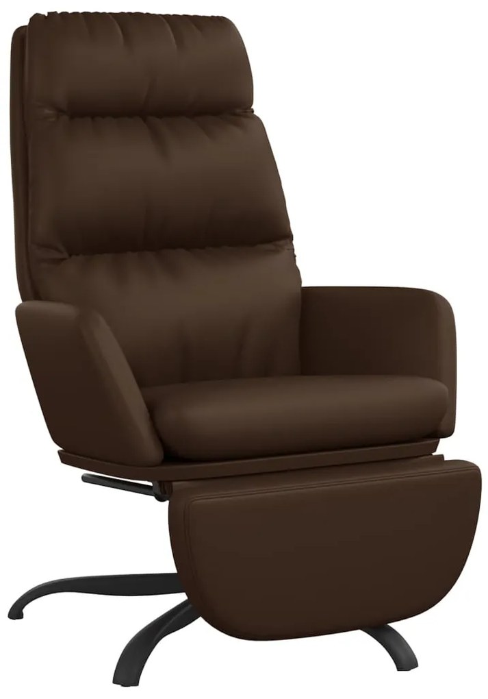3097544 vidaXL Scaun de relaxare cu taburet, maro, piele ecologică