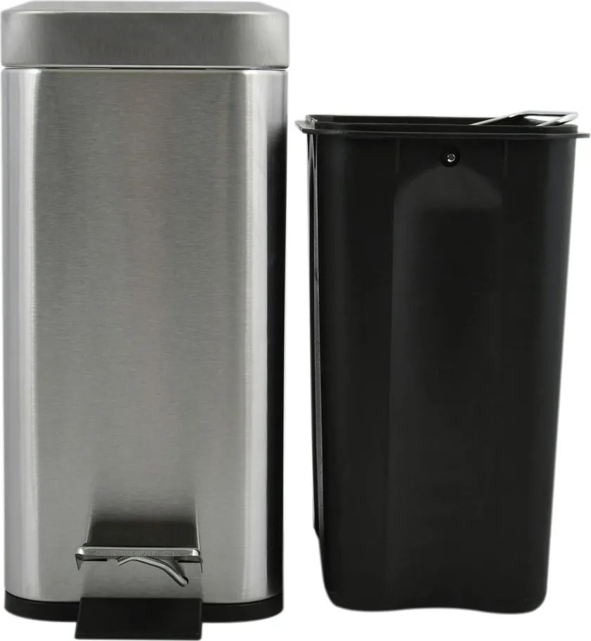 Coș de gunoi argintiu mat cu pedală din oțel 5 l Erik – Spirella