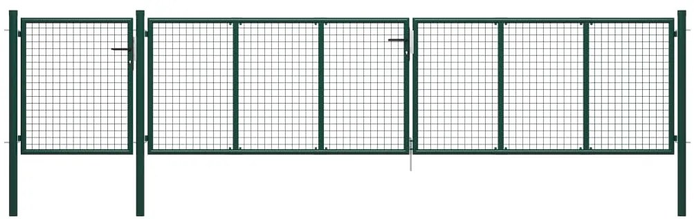 vidaXL Poartă de grădină, verde, 500 x 100 cm, oțel