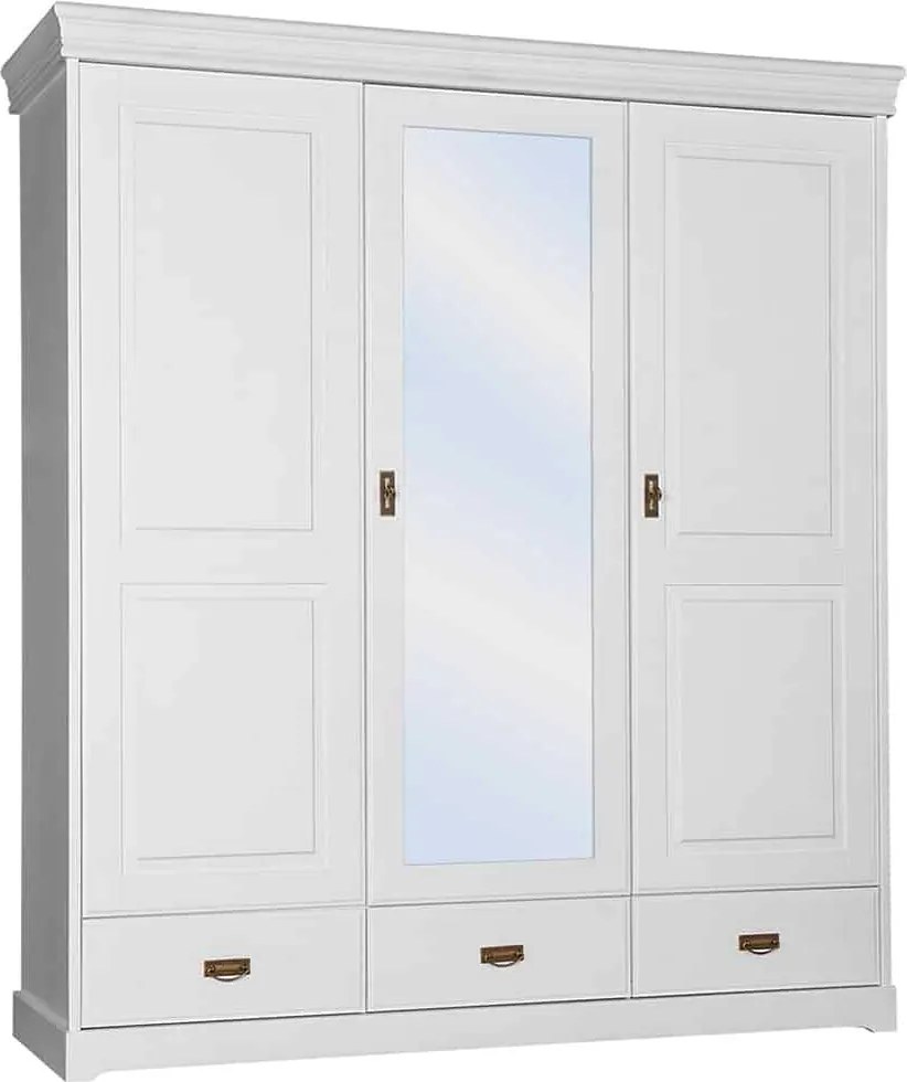 Dulap lemn masiv alb Florence, 193 × 62 × 218 cm
