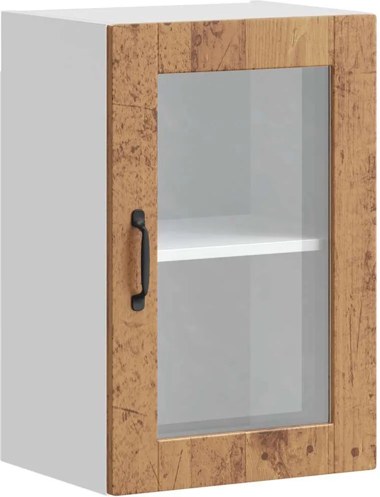 vidaXL Dulap de bucătărie cu ușă din sticlă din lemn vechi „Porto”.