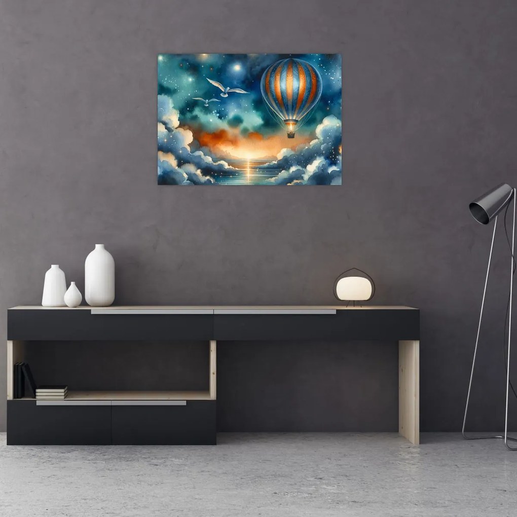 Tablou pe sticlă - Zbor sub cerul nopții (70x50 cm)