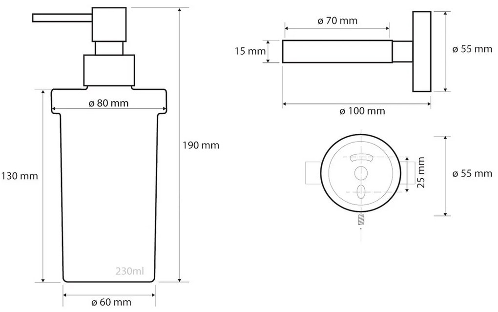 Dozator de săpun SAPHO XS101 X-Steel, sticlălăptoasă/ oțel inoxidabil periat, 230 ml