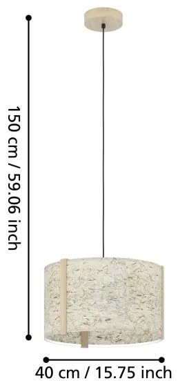 Lustră pe cablu Eglo 390323 HONTONGAS 1xE27/25W/230V bej
