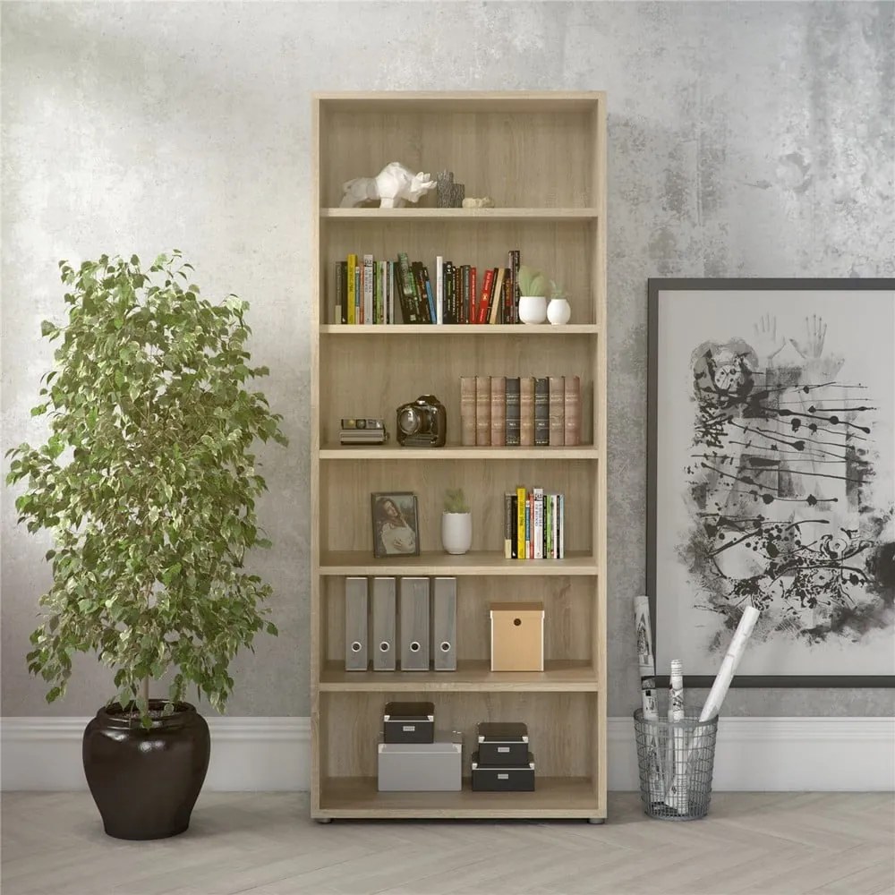 Bibliotecă modulară cu aspect de lemn de stejar 89x222 cm Prima – Tvilum
