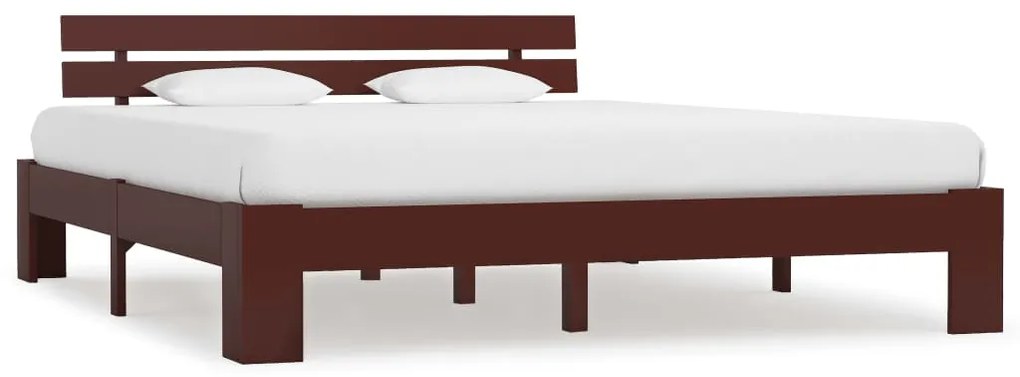vidaXL Cadru de pat, maro închis, 160 x 200 cm, lemn masiv de pin