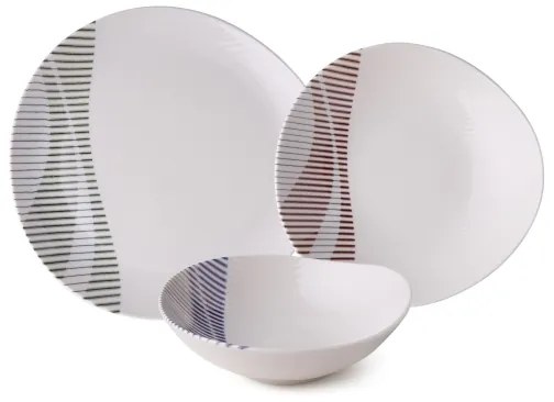 Set de veselă, 24 piese, porțelan multicolor