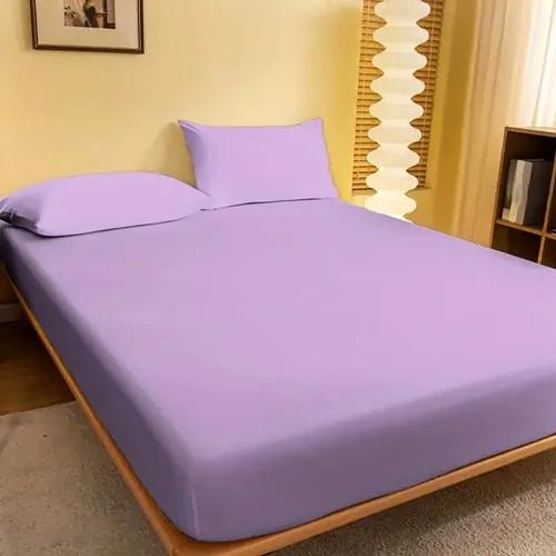 Cearceaf de pat cu elastic, 160x200cm, 2 fete de perna, 50x70cm, bumbac, lila