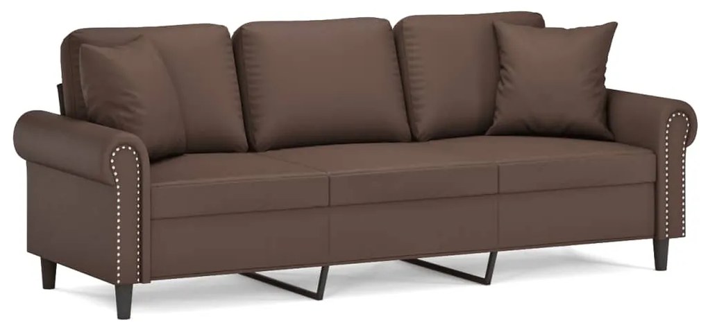 3153181 vidaXL Canapea cu 3 locuri, perne&pernuțe maro 180 cm piele ecologică
