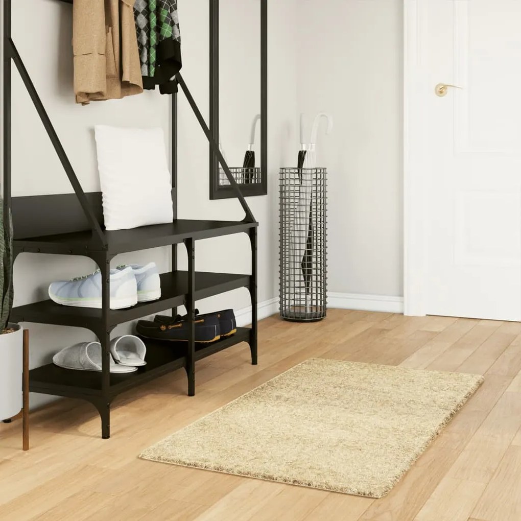 vidaXL Covor pufos &quot;PAMPLONA&quot; cu fire înalte, auriu modern, 60x110 cm