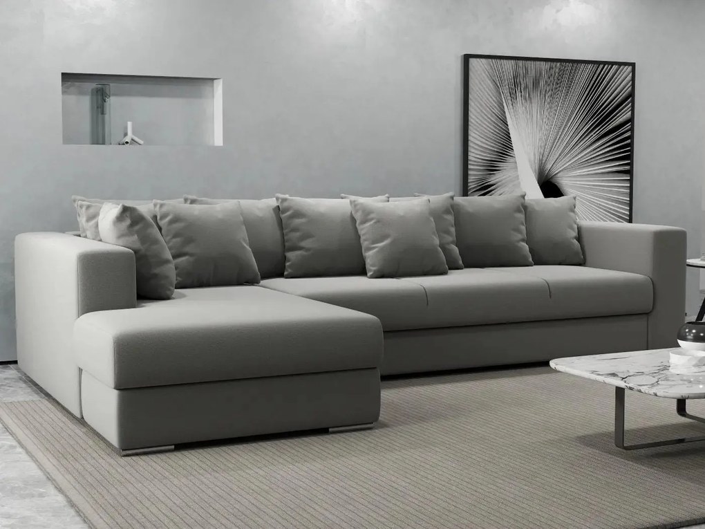 Colțar extensibil dumonde cu ladă de depozitare si sezut confortabil din spuma high-density, Gloria Royal Grey 320x183 cm