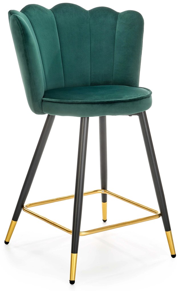 Scaun tip bar Helaine (verde închis + negru + auriu). 1039554