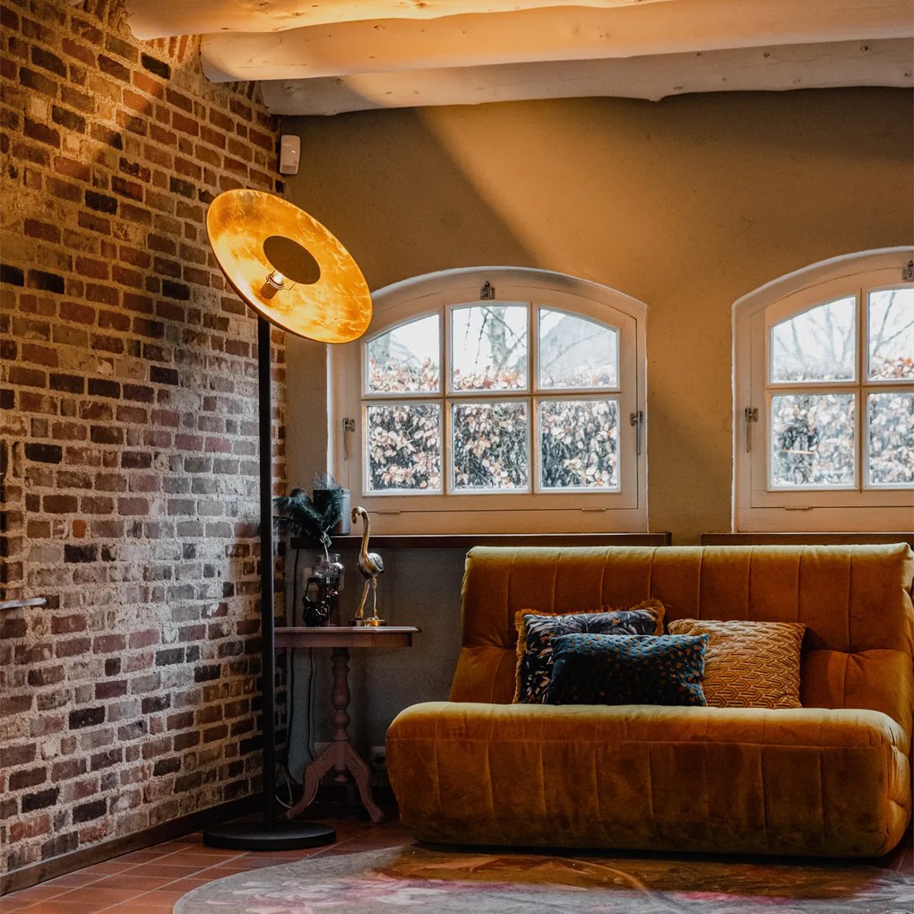 Lampă de podea industrială neagră cu interior auriu 60 cm - Magnax