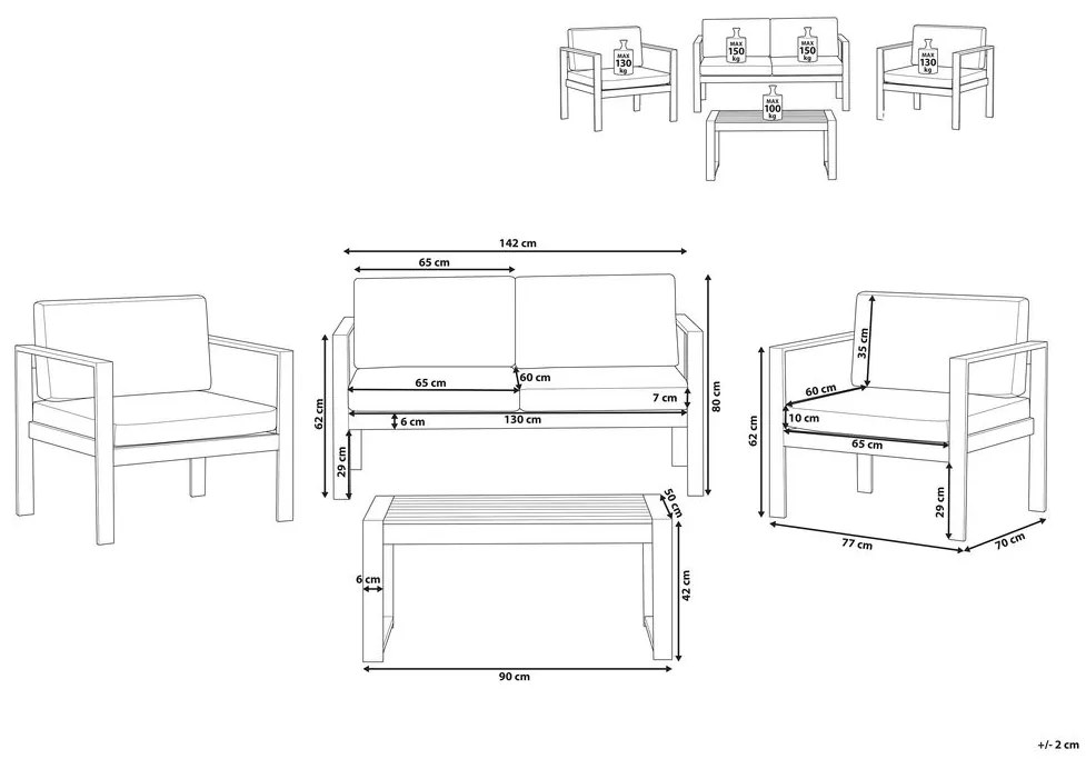 Set de ședere Saleri (gri deschis). 1011676