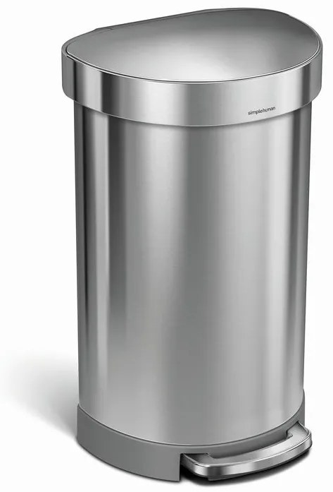 Coș cu pedale semi-rotund 45 l, oțel mat, oțel inoxidabil