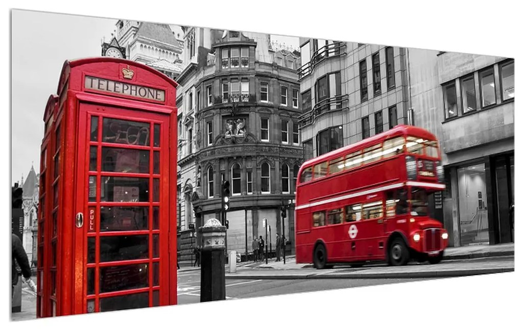 Tablou cu căsuța de telefon din Londra (120x50 cm), în 40 de alte dimensiuni noi