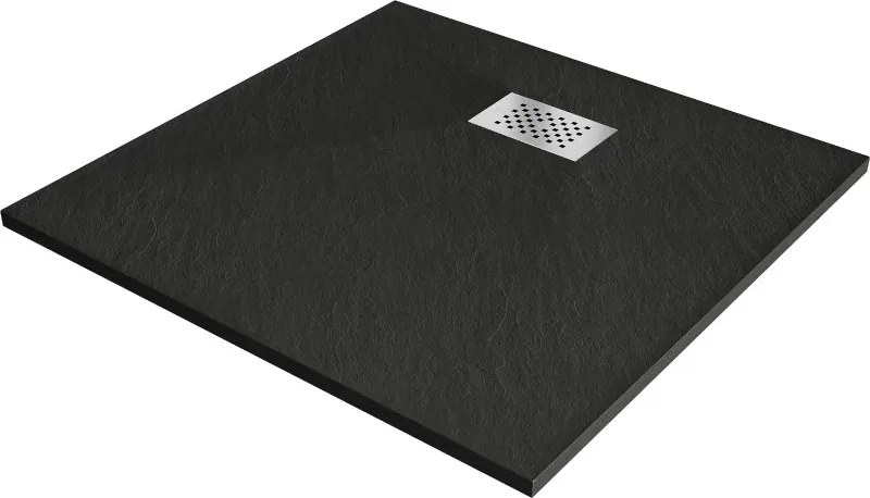 Mexen Hugo cadă de duș pătrată SMC 90 x 90 cm, neagră, mască inox - 42709090-X