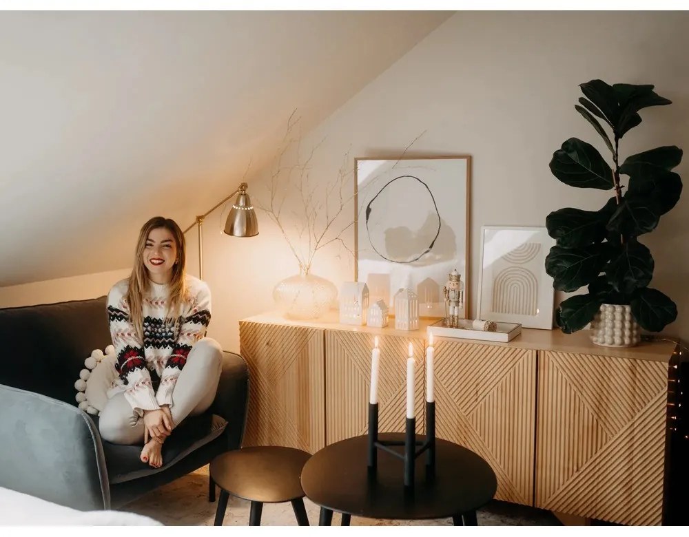 Sfeșnic din aluminiu Bloomingville Deeb, înălțime 20 cm, negru