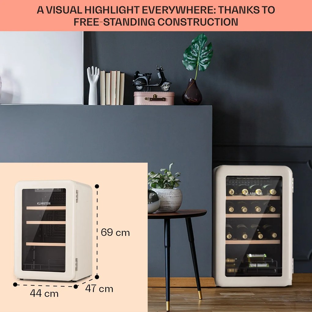 Vinetage 19 Uno, frigider pentru băuturi, 70 litri, 4-22°C, retro-design
