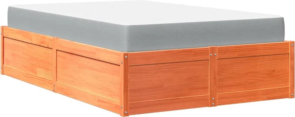 vidaXL Pat cu saltea, maro ceruit, 120x200 cm, lemn masiv pin