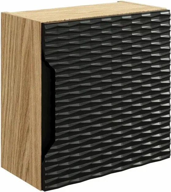 Dulap suspendat 35 cm cu 1 usa Comad Ocean negru mat si stejar uleiat