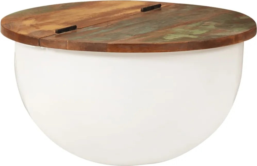 vidaXL Măsuță de cafea, alb, 50x27 cm, lemn masiv reciclat