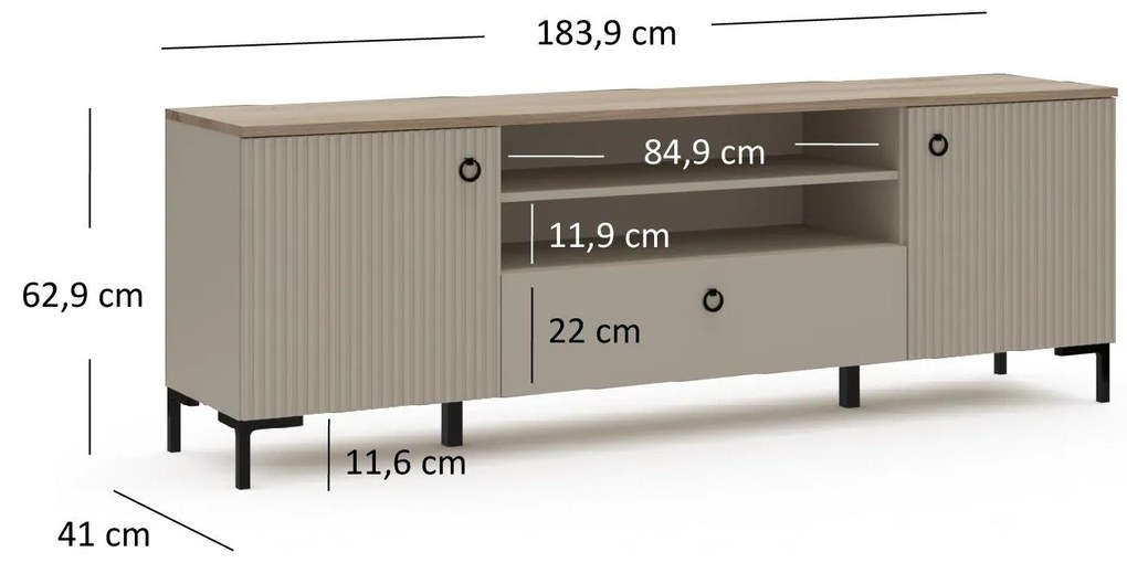 Dulap TV Demandaron 2 (taupe + stejar silverjack). 1116814