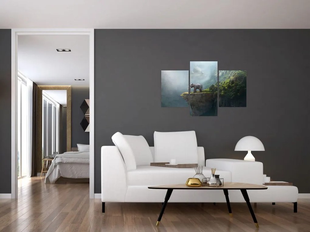 Tablou - Elefant în vârful Taj Mahalului (90x60 cm)