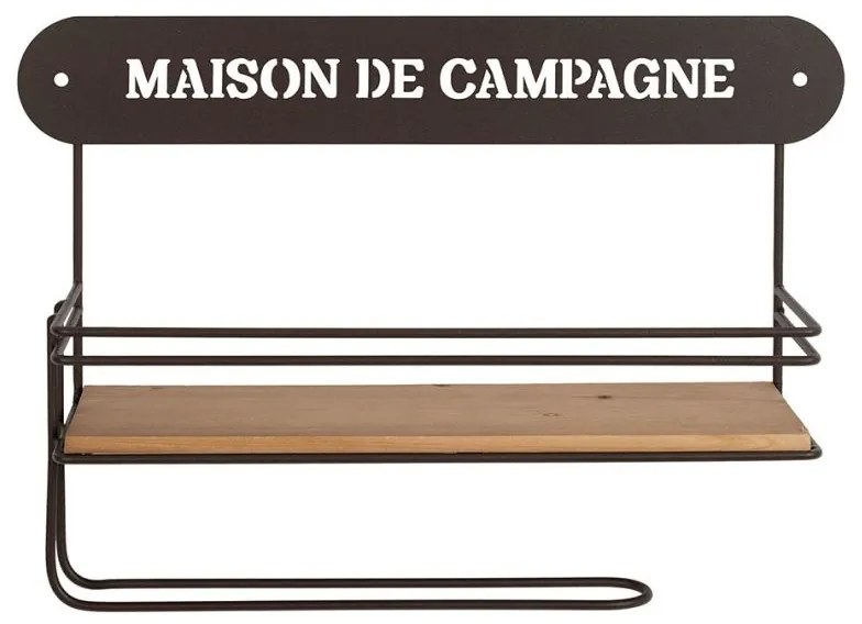 Raft de perete din metal si pin, cu model, Campagne