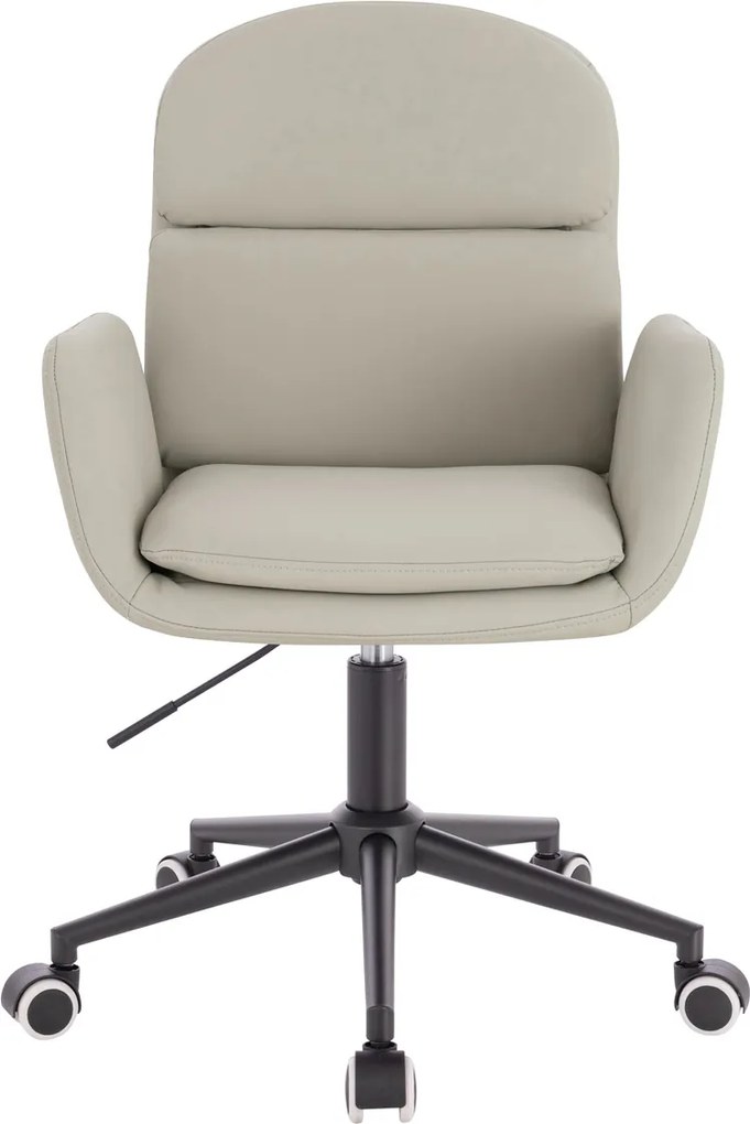 HR480K Scaun Ecru Piele Ecologica Premium Soft cu Bază Neagră