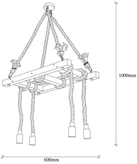 Lustră suspendată pe cablu EREBOS, 4 x E27, max. 40 W, 230 V, maro