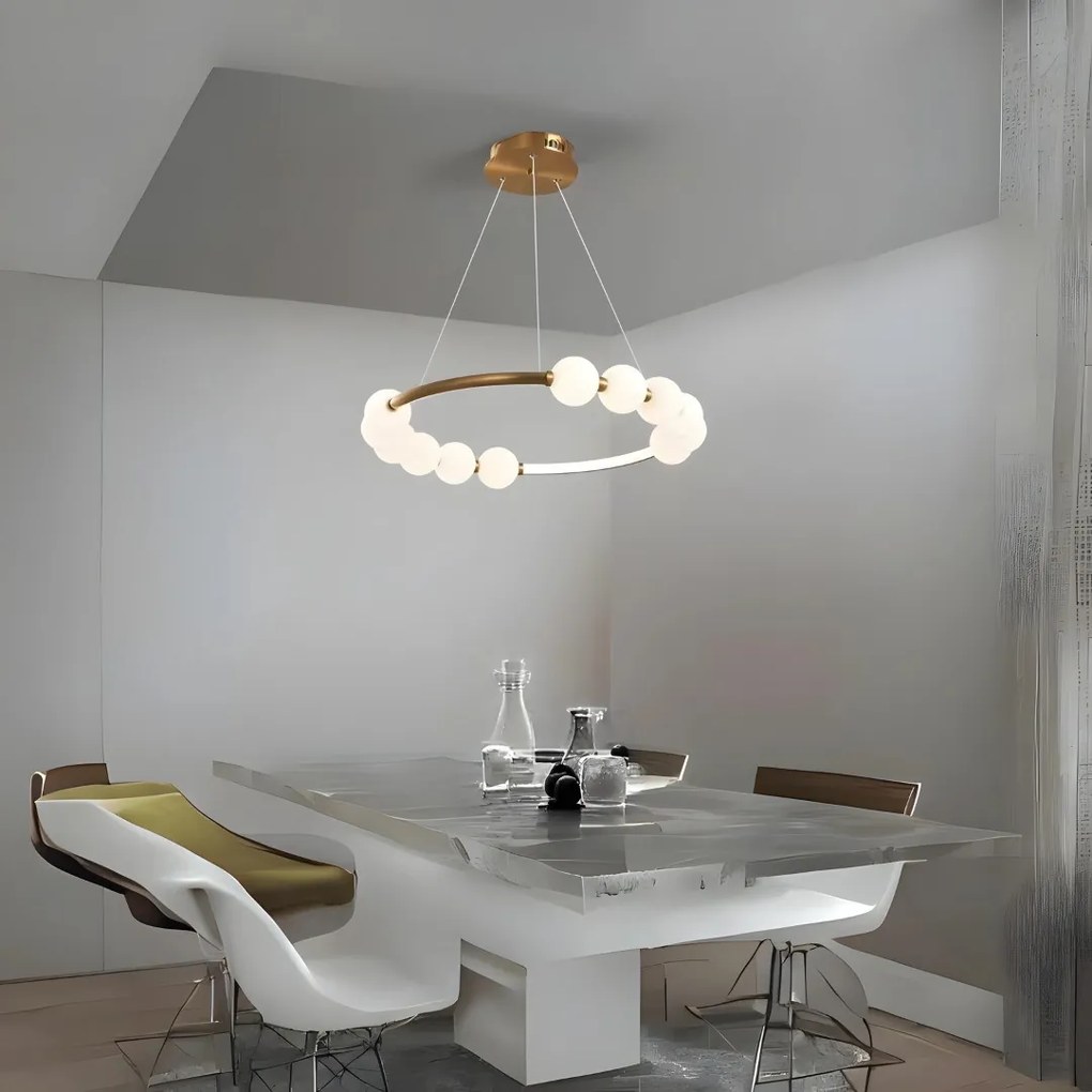 Lustra Led Cu Telecomanda, 3 Tipuri De Lumina, Inaltime Reglabila, 48W, Gold
