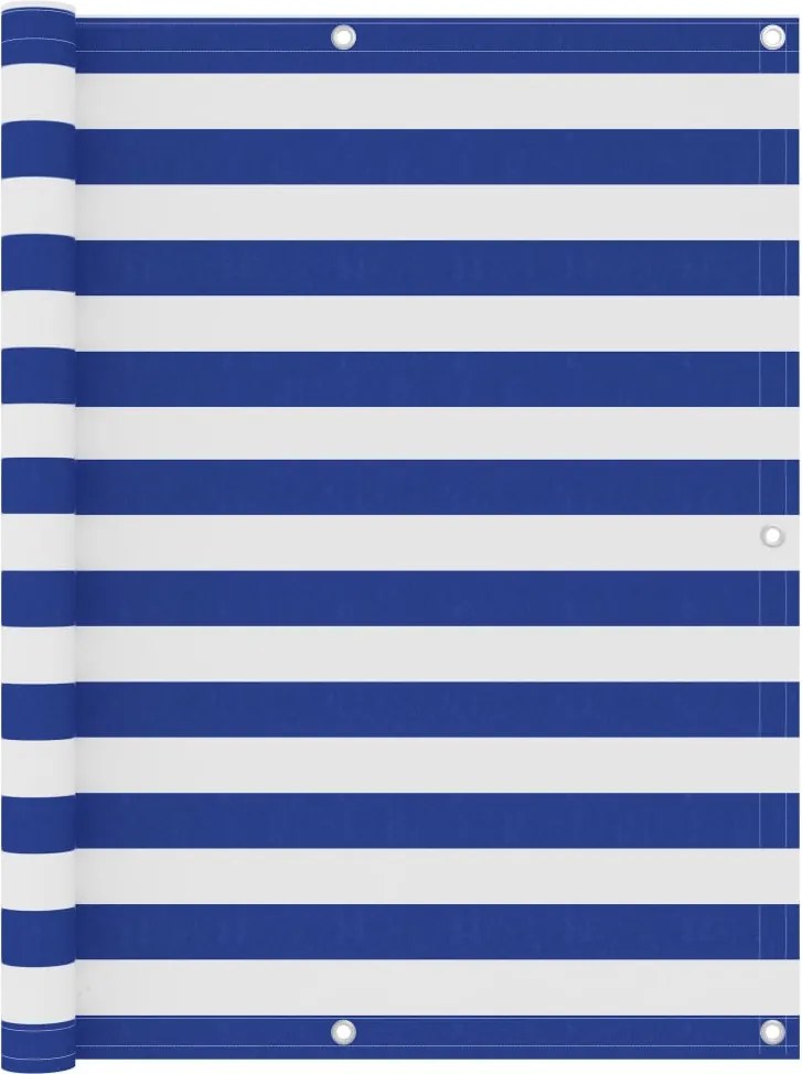 vidaXL Paravan de balcon, alb/albastru, 120 x 500 cm, țesătură oxford