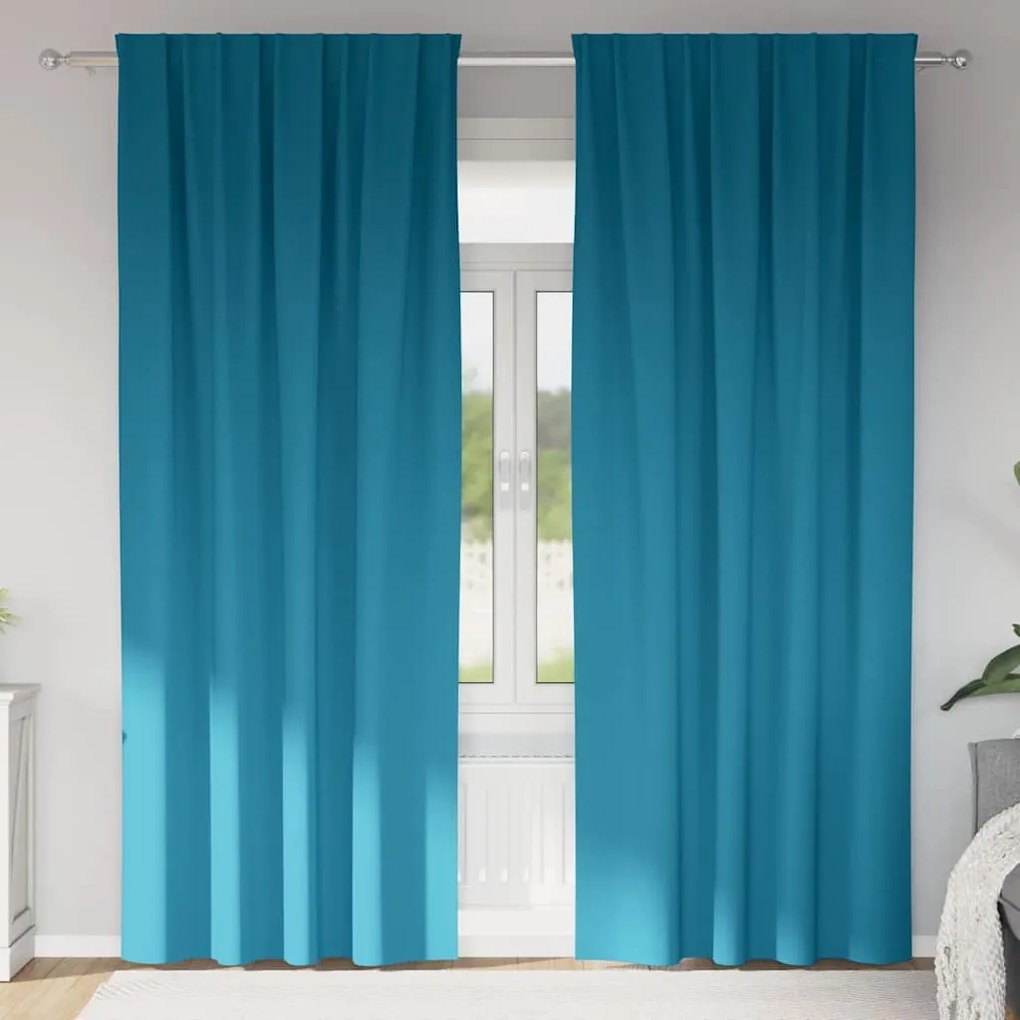 vidaXL Perdele cu perdele 2 pcs Turcoaz 225 x 140 cm Poliester