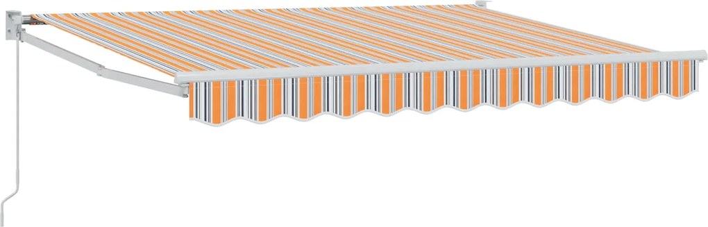 vidaXL Copertină retractabilă manuală Portocaliu, Gri și Albastru