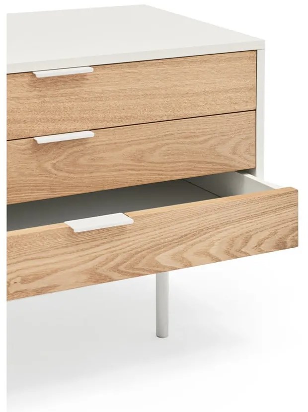 Comodă TV albă/în culoare naturală cu aspect de lemn de stejar 180x52 cm Sierra – Teulat