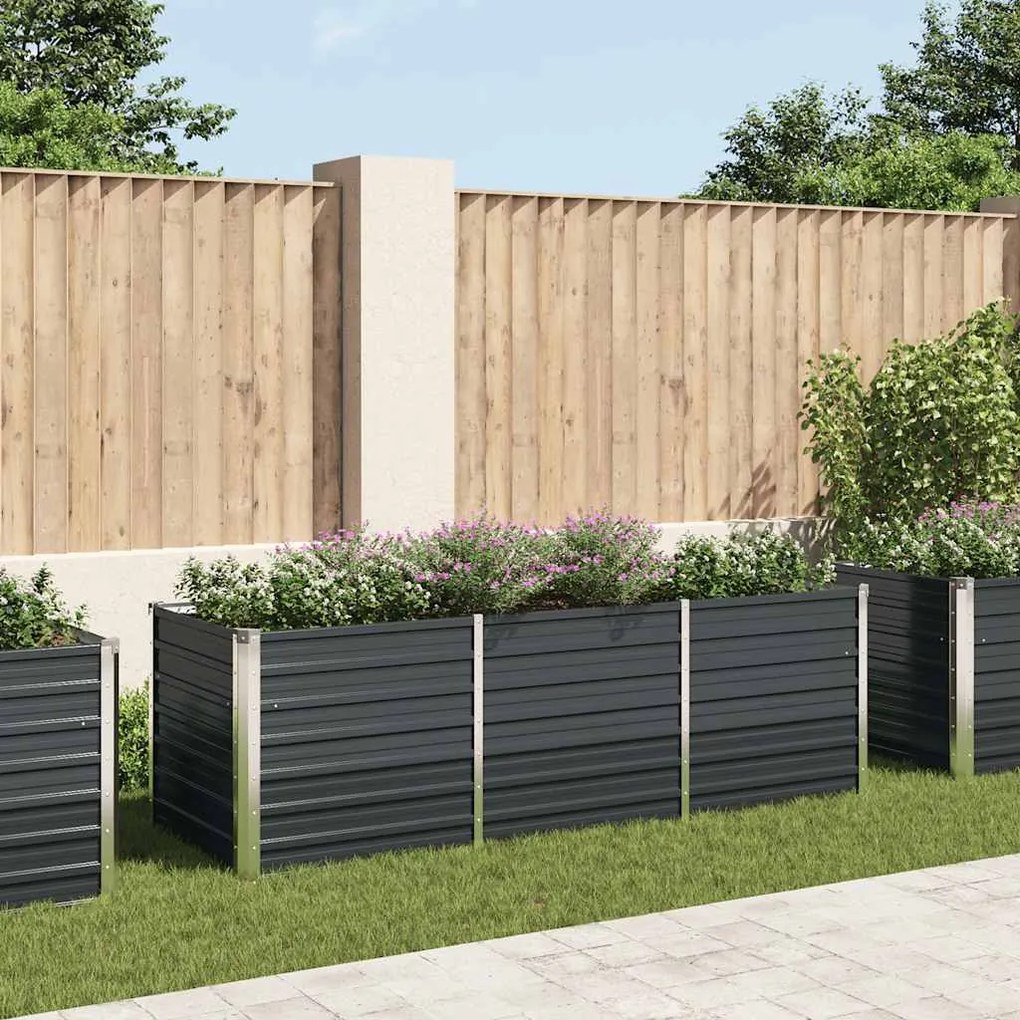 Strat inaltat de gradina antracit 240x80x77 cm otel galvanizat 1, Antracit, 240 x 80 x 77 cm