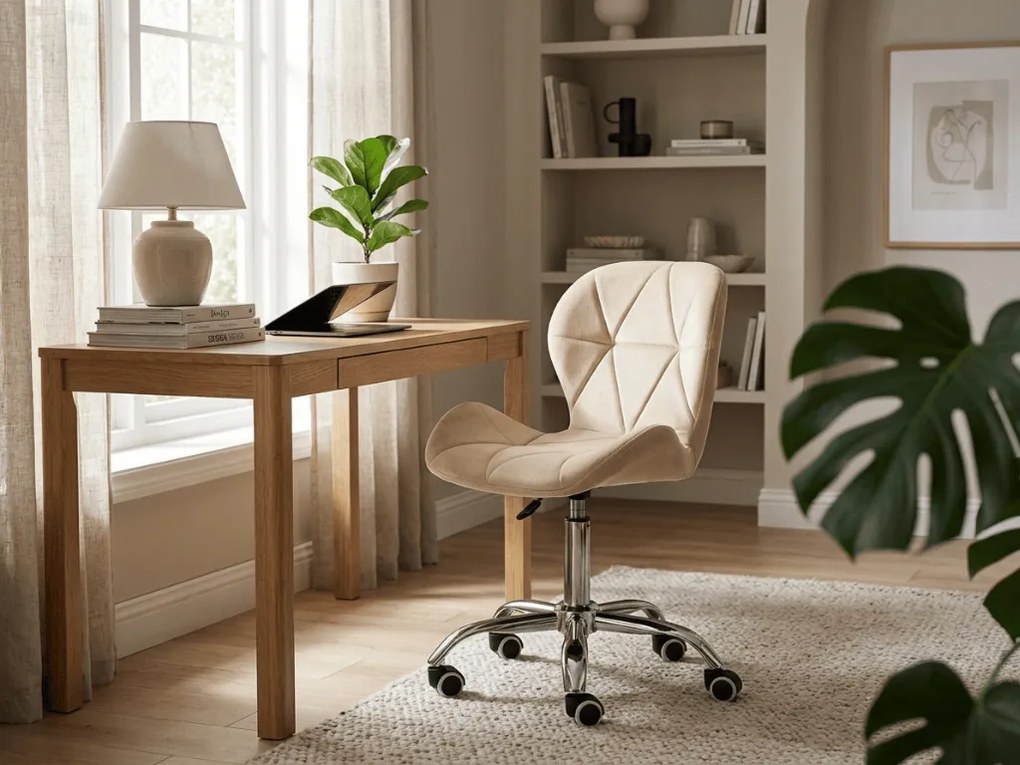 Reducere Scaun de birou crem AVOLA VELVET II. calitate superioara