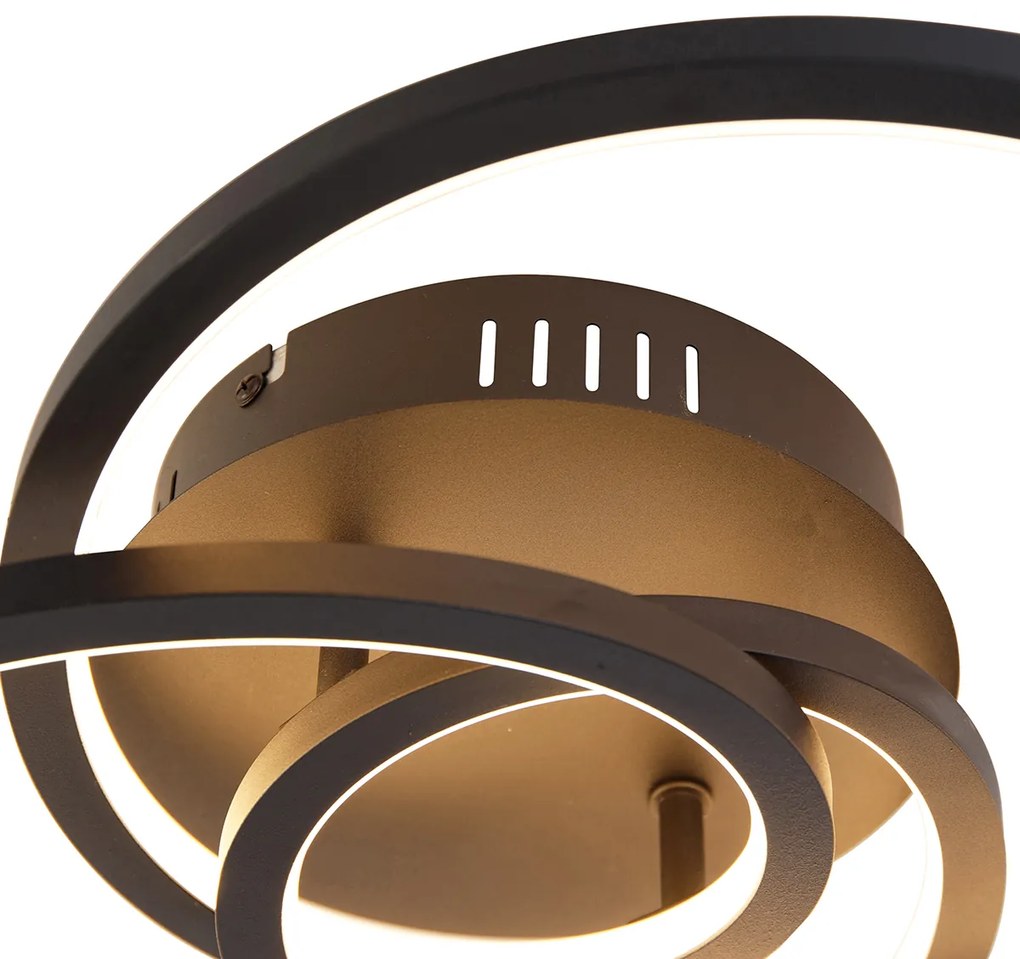 Plafoniera neagră 45 cm inclusiv LED cu dimmer în 3 trepte - Rowin