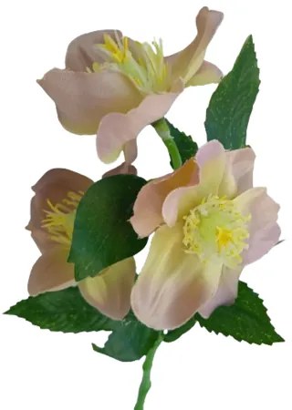 Floare artificială Hellebores verde-roz, 36 cm