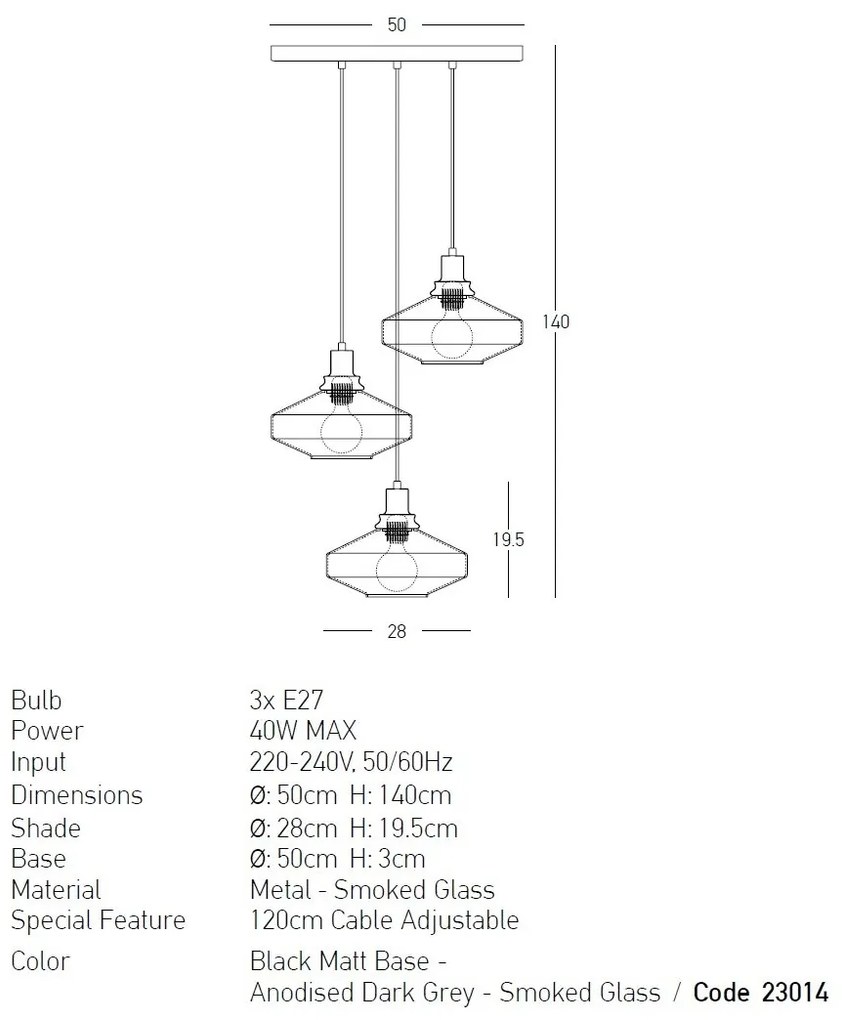 Lustra suspendata design decorativ Zenia 3L fumurie