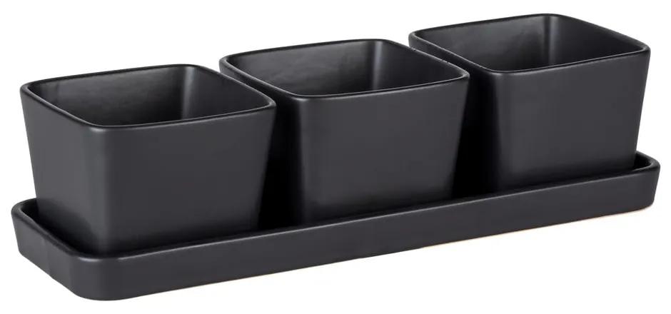 Boluri de servire negru-mat 3 buc. din ceramică Snack &amp; Dip – Wenko