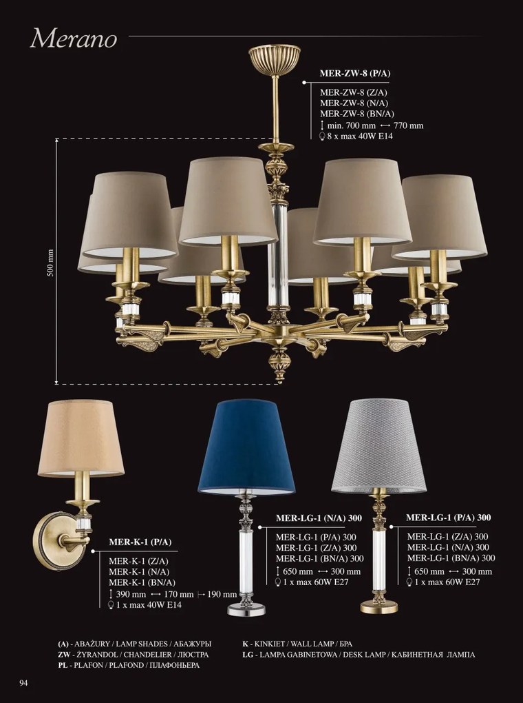 Candelabru 6 brate elegant design clasic MERANO